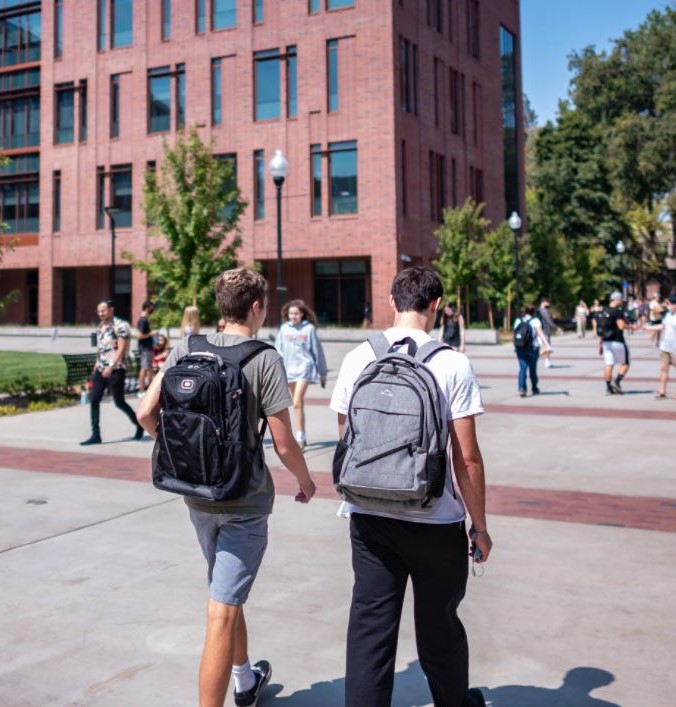 Students walking on campus